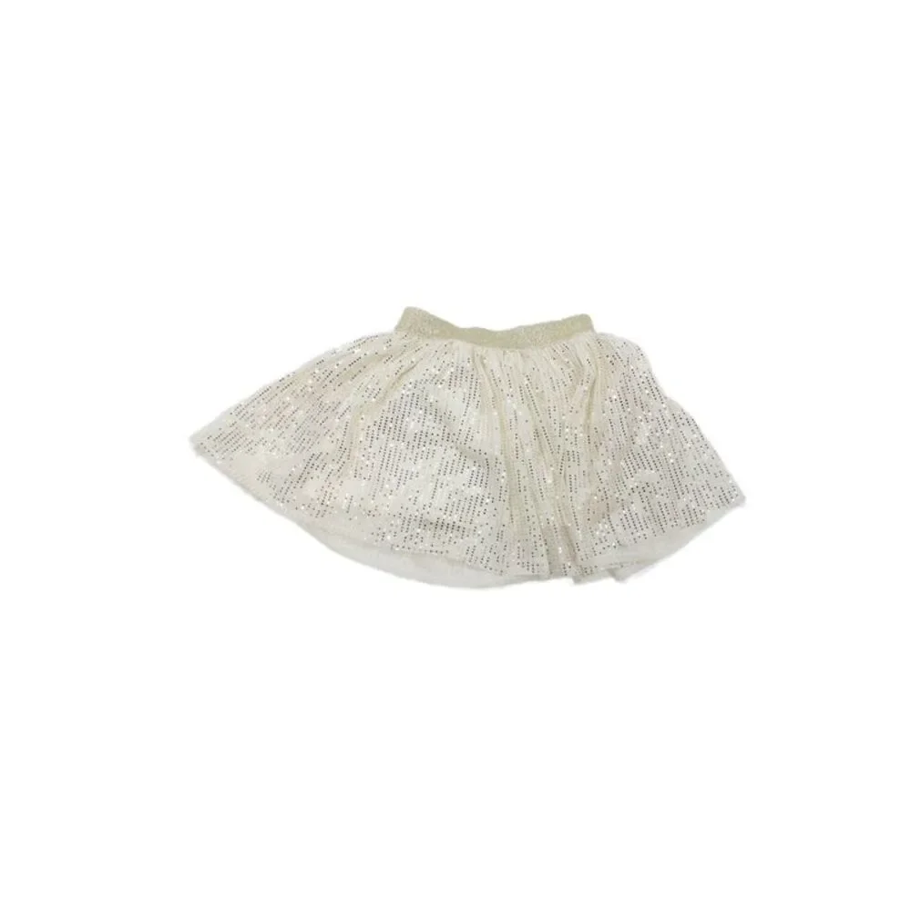 Crewcuts Childrens Girls Ruffled Trim A Line Skirt Set White Gold Size 2-3